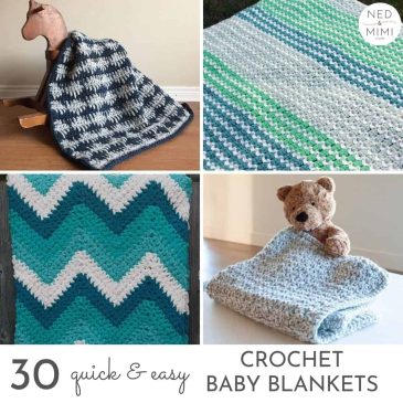 collage of 4 crochet baby blankets