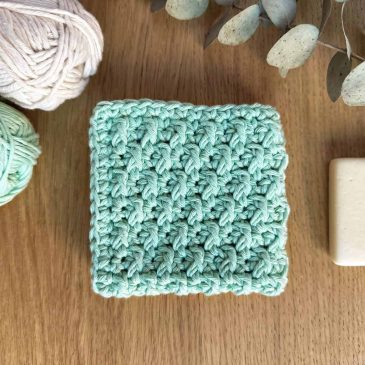 light mint green crochet dishcloth folded